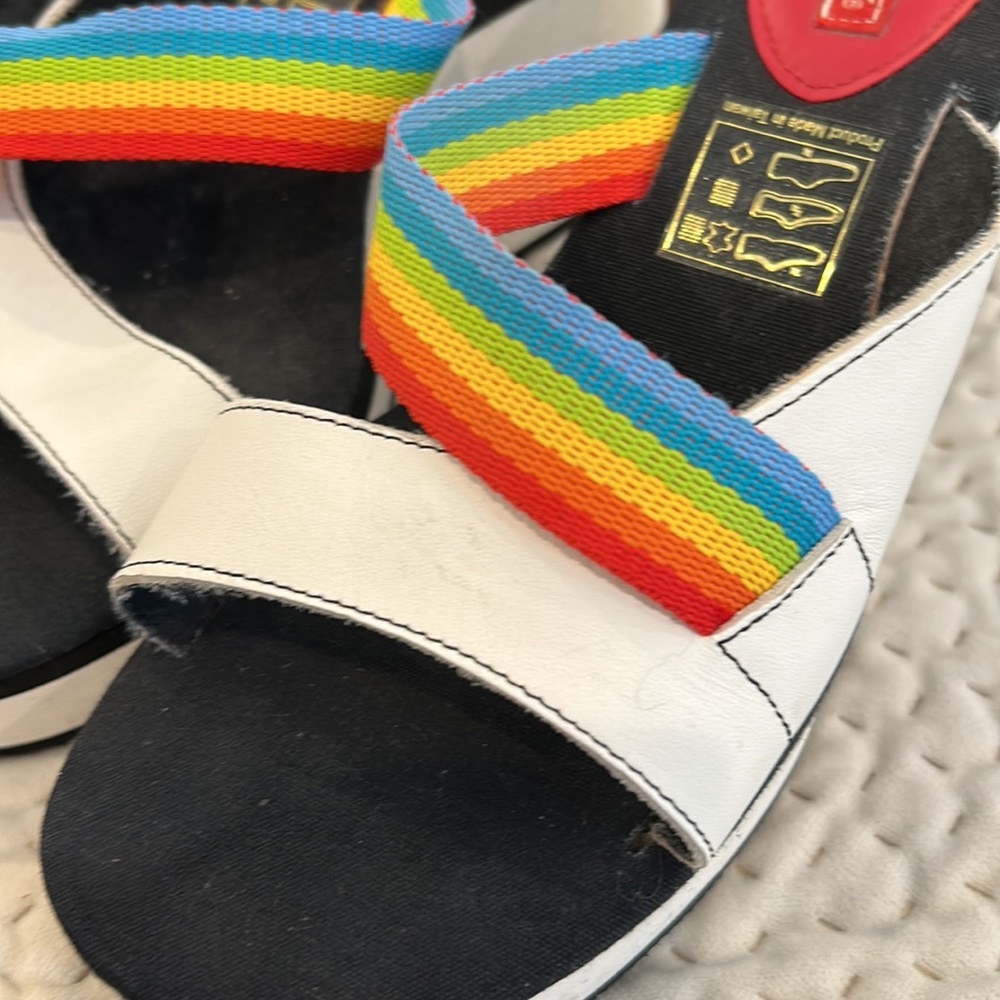 Vintage Miss Sixty Black & White Wedge Sandals- sz M (7-8) - Picture 5 of 11